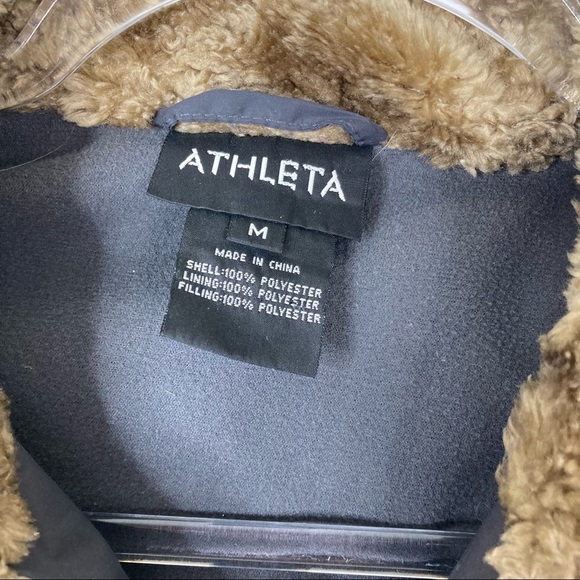 Athleta | Brown Quilted Fur Collar Jacket M - Picture 3 of 4